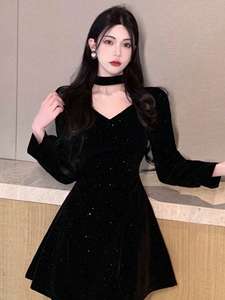 Mini abiti da <span class=keywords><strong>donna</strong></span> in velluto elegante da <span class=keywords><strong>donna</strong></span> Wram di <span class=keywords><strong>natale</strong></span> <span class=keywords><strong>abito</strong></span> Vintage francese da <span class=keywords><strong>donna</strong></span> Vestidos Casual coreano - Product Image 4