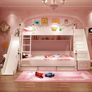 Lit mezzanine enfant avec toboggan et rangement, lit superposé avec petit toboggan et espace de rangement - Product Image 2