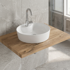 Évier de table rectangulaire blanc moderne Lavabo de salle de bains Évier de lavabo de comptoir en pierre de céramique et marbre - Product Image 4