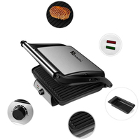 Anbolife SS Panel 4-Slice Fungsi Timer Suhu yang Dapat Disesuaikan Terbuka 180 Derajat °   Pembuat Panini Listrik, Grill Kontak, Grosir