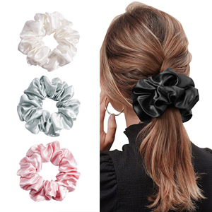 100% 桑シルクシュシュバンドバルクヘアアクセサリーソフトエラスティックヘアバンドカスタムロゴ5CMシルクシュシュ