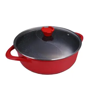 Hot Pot Table Pot Cooking Casserole Aluminum with Glass Non-stick Coating Chinese Soup & Stock Pots Home Cooking Metal Nonstick