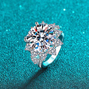 S925 Sterling Silver Moissanite <b>Ring</b> <b>Set</b> VVS Round Fashionable Light Luxury Moissanite Wedding <b>Ring</b> for <b>Women</b> - Product Image 5