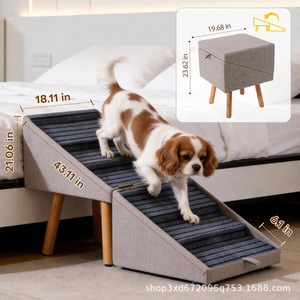 Rampe pour chien en bois à deux sections, échelle d'escalade, repose-pieds convertible en canapé en bois, escalier intérieur transfrontalier pour animaux de compagnie. - Product Image 2