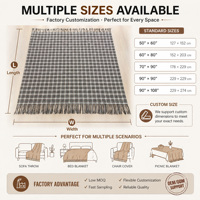 Couverture en coton tricoté de qualité supérieure avec franges - Plaid classique à motif écossais pour la décoration intérieure et les cadeaux d'entreprise avec logo personnalisé