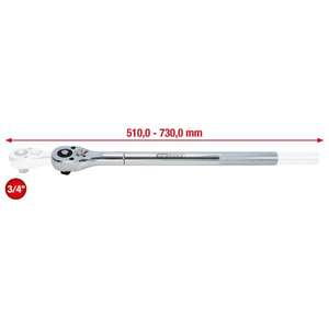 KS TOOLS-911,3490 CROMO más trinquete inverso telescópico, 3/4 '' - EAN 4042146216514 RATCHETS 3/4" - Product Image 2
