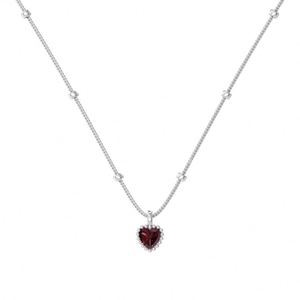 Colliers pendentifs en forme de cœur en argent S925 avec diamants, rubis et zircone 5A, design simple et élégant de Dylam Fashion, parfaits pour les cadeaux de Noël. - Product Image 1