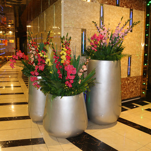 Jardinera elíptica de fibra de vidrio, estilo nórdico moderno, juego de macetas para decoración de interiores de centros comerciales - Product Image 5