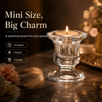 Tempat Lilin Kaca Kristal Heksagonal Mini Buatan Tangan, Penyangga Lilin Teh Bening untuk Pernikahan, Dekorasi Rumah, dan Meja Pesta