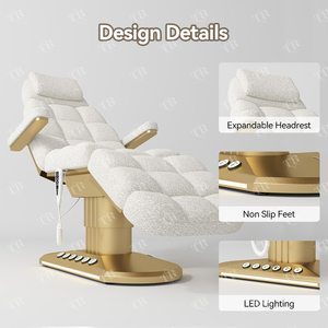 Turri Luxus Elektrische Kosmetikliege Lammfleece Gesichtsbehandlungsliege Beauty Spa Stuhl 3-Motor-Massageliege Fußsteuerung mit Licht - Product Image 5