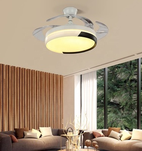 รีโมทคอนโทรลแบบมองไม่เห็นใบมีดพับเก็บได้ประหยัดพลังงานไฟพัดลมเพดานคริสตัลตกแต่งทันสมัยใหม่ - Product Image 4