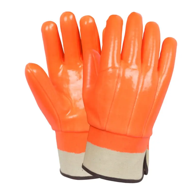 HTR gants antidérapants en PVC de haute qualité à Double revêtement, Anti-abrasif et Anti-froid avec doublure en coton et éponge