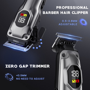 Tondeuse à cheveux professionnelle pour barbier, réglable de 0,5 à 3,8 mm, rechargeable, corps en métal, lame en acier inoxydable - Product Image 1