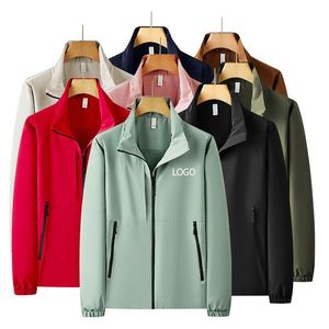Veste de sport longue unisexe imperméable coupe-vent à col montant avec fermeture éclair en tissu Oxford, design uni tendance pour le printemps et la montagne - Product Image 2
