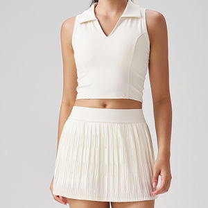 Nouvel Arrivage Ensemble de Sport Femme : Débardeur de Yoga à Bonnets Intégrés et Mini-Jupe Anti-Exposition Deux-en-un, Coupe Ajustée pour Pilates et Tennis - Product Image 6