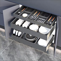 Étagère coulissante multifonctionnelle en acier à 3 côtés pour armoire de cuisine moderne, panier de rangement pour bols, résistant à l'eau et à la rouille
