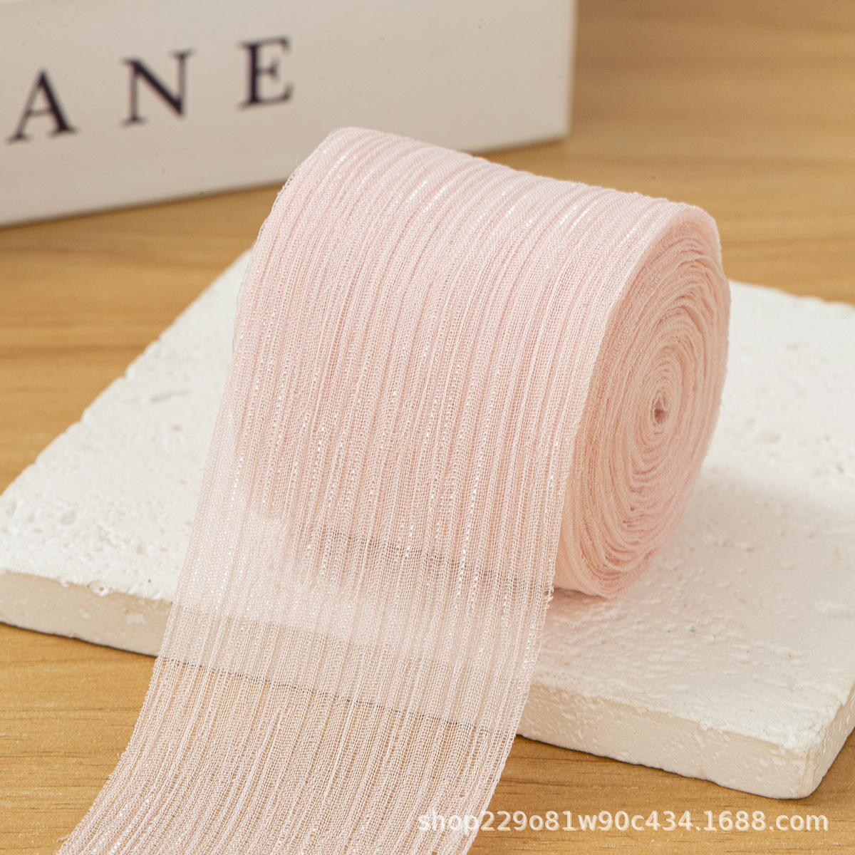 4 cm - soie brillante rose chair clair (5 m)