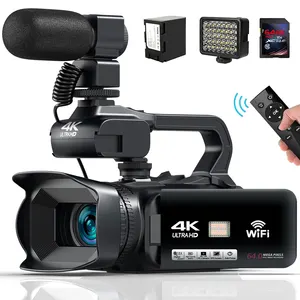 Camcorder 4K 64MP Video Camera 18X Digital Zoom Camcorder with External Microphone Handheld Stabilizer Remote Control