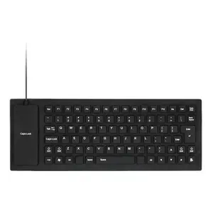 Flexible Roll-Up Silicone USB Wired <b>Keyboard</b> With Wrist Support For <b>Tablet</b>, Spill Resistant Mini Membrane Design, Black - Product Image 6