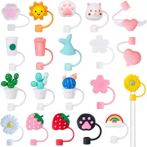 Cute Silicone Straw Plug, Reusable Cartoon Animals Plugs Cover, Drinking Dust Cap, Splash Proof Straw Tips, Cup Straw Accessories (Bear)