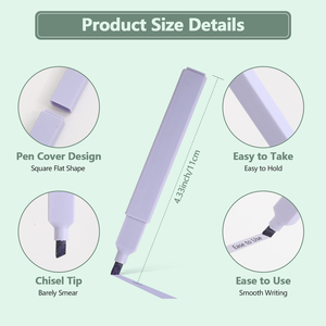 10 surligneurs carrés esthétiques <span class=keywords><strong>pastel</strong></span>, mignons et aux couleurs terreuses, surligneurs et stylos pour Bible, sans bavure, avec pointe biseautée - Product Image 3