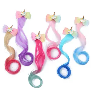 MIO Wholesale Hair accessories Bow Unicorns Colorful Wig Hair Clip For Girl Kids Fashion Hairpins