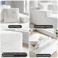 Canapé modulaire convertible moderne en tissu blanc doux et écologique, avec coussins épais rembourrés, idéal pour appartement et salon