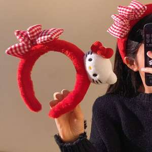 Diadema de Plástico/Resina Hecha a Mano con Diseño de Gatito Rojo de Año Nuevo, Estilo Dulce, para Mujer, con Diseño de Calavera, Accesorio para el Cabello - Product Image 4