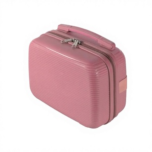 Estuche Cosmético Rosa a Rayas de PP con Cierre de Cremallera y Asa Suave, Bolsa de Almacenamiento de Maquillaje Pequeña y Portátil - Product Image 3