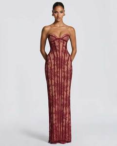 Abito <span class=keywords><strong>lungo</strong></span> da donna sexy a sirena <span class=keywords><strong>senza</strong></span> <span class=keywords><strong>spalline</strong></span> con lacci sul retro, <span class=keywords><strong>vestito</strong></span> elegante da sera per feste e club - Product Image 2