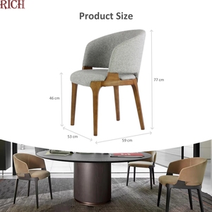 Sedia da Pranzo Moderna con Braccioli in Tessuto di Lino e Velluto, Struttura in <span class=keywords><strong>Legno</strong></span> per Casa, <span class=keywords><strong>Cucina</strong></span>, Hotel, Ristorante, Ufficio, Reception, Caffè, Eventi - Product Image 3