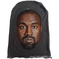 Masque de protection facial unisexe en spandex/polyester à impression 3D, motif portrait, pour l'extérieur, style foulard/voile, transfrontalier Europe-États-Unis