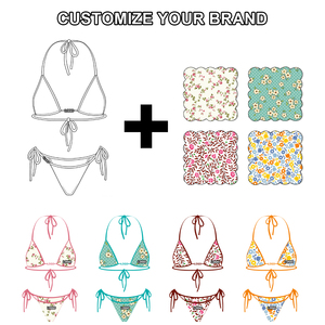 Đồ bơi tùy chỉnh màu nâu tam giác Bikini thiết lập với hạt dấu | tối giản Tie-Side hai-mảnh Đồ bơi cho phụ nữ - Product Image 2