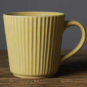 Tasse à petit-déjeuner en céramique à bande de style rétro avec glaçure réactive Capacité de 400ml Édition de retour à l'école - Product Image 1