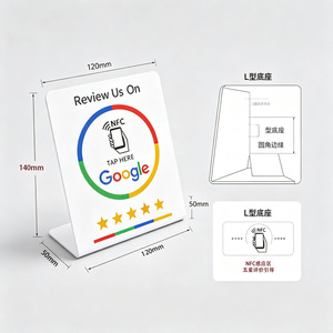 ป้าย NFC สำหรับรีวิว Google ของ Starkabu ขนาด 120x140 มม. ฐานรูปตัว L แตะเพื่อรีวิว จอแสดงผลตั้งโต๊ะ - Product Image 1