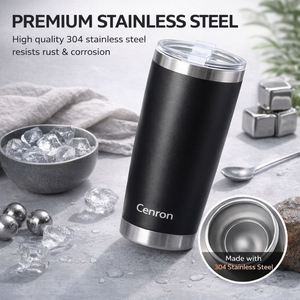 20oz Stainless Steel Tumbler Double Wall Vacuum Insulated Eco-friendly Durable Powder Coated Lid Classic <b>Hot</b>/Cold <b>Drinks</b> Boiling - Product Image 3