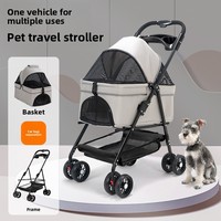 Poussette pour animaux de compagnie pour chiens et chats - Poussette pliable légère en métal pour petites races et utilisation en extérieur
