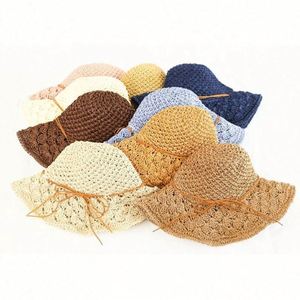 Wholesale <b>Cheap</b> Foldable <b>Bucket</b> Sun Hat Hand Woven Pineapple Pattern Paper Straw Hat for Women Lady Girl - Product Image 1