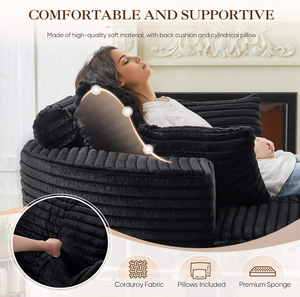 Sofá Comprimido ODM, Sillón Ecológico, Sofá Cama Redondo Grande sin Estructura, Relleno de Esponja, Funda de Pana Extraíble - Product Image 4