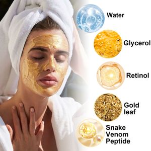 Masque en feuille de rétinol doré à bas prix 24k avec gel en coton pour le traitement de l'acné et le blanchiment du visage - Product Image 4