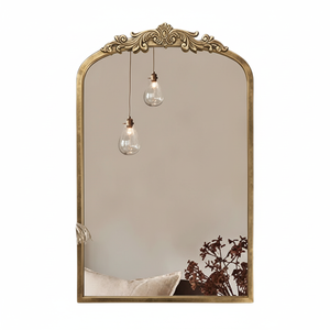 Miroir mural de salle de bain européen rétro en bois massif rond et durable Design contemporain unique pour la nouvelle décoration intérieure Hôtel Maquillage Beauté - Product Image 1