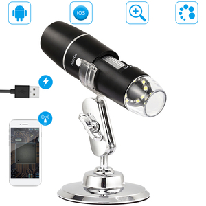 <span class=keywords><strong>Microscope</strong></span> <span class=keywords><strong>numérique</strong></span> sans fil 50X à 1000X de grossissement, caméra miniature portable Wi-Fi avec support, 8 lumières LED intégrées - Product Image 1