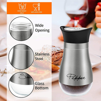 Mini salières et poivrières jetables en acier inoxydable personnalisées, pots à épices en verre avec couvercles à secouer, étiquette