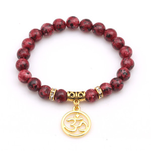 <span class=keywords><strong>Bracciale</strong></span> da uomo con perline in pietra rossa blu naturale con ciondolo ad ala d'angelo in rame con zirconi da donna - Product Image 4