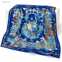 Écharpe en soie orange dorée 100% pure soie, imprimé artistique, carré, pour femme, personnalisable pour la vente au détail et en gros