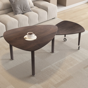 Table basse moderne avec pieds en bois massif, rotative, pour salon - Product Image 2