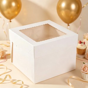 Caixa de Bolo de Aniversário <span class=keywords><strong>8</strong></span>*<span class=keywords><strong>8</strong></span>*<span class=keywords><strong>8</strong></span> Polegadas para Atacado, Embalagem para Bolos e Doces com Janelas - Product Image 2