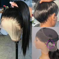 Perruque à lacet frontal complet sans colle Invisi Strap 360, cheveux humains, queue de cheval, HD lisse, 13x4, perruque à lacet frontal, perruque à cordon pour femmes