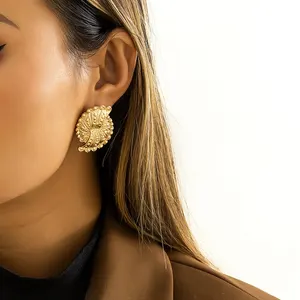 XR-45 Wholesale Simple Alloy Earring Designs For Girls Fashion Ear Jewelry Metal Metallic Irregular Fan Shape Earrings Women