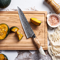 Ensemble de couteaux de cuisine Santoku de chef en acier Damas professionnel de luxe avec manche en résine de qualité